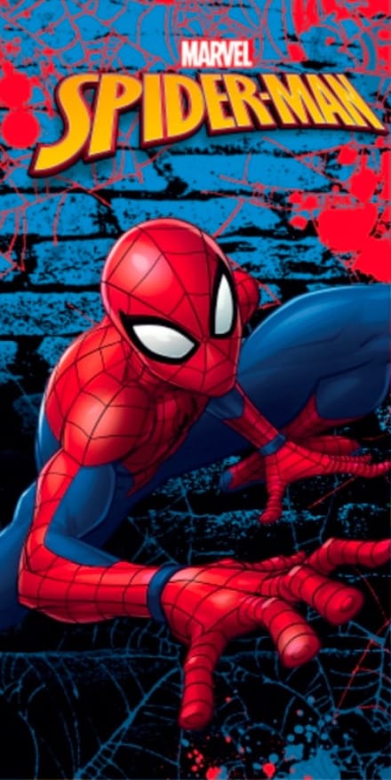 Spiderman muur strandlaken 70 x 140 cm - katoen