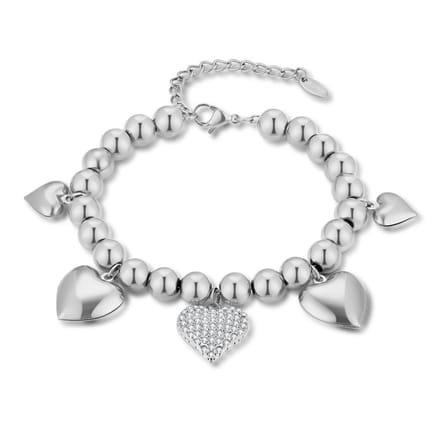 Twice As Nice Armband in edelstaal, hartjes Zilverkleurig 16cm+3cm