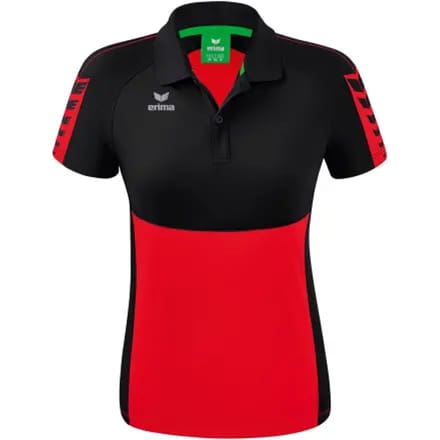Erima Six Wings Polo Dames - Zwart / Rood | Maat: 42