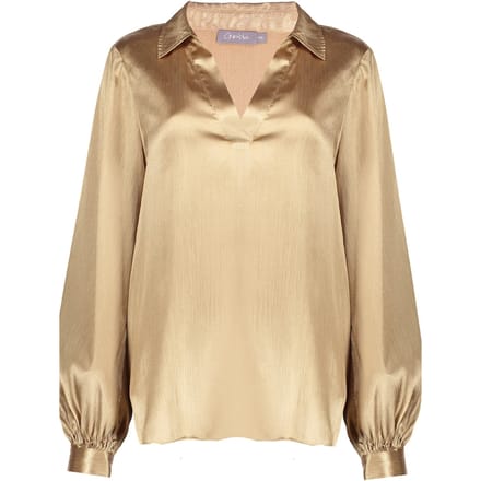 Geisha Satin Blouse Sand Größe: M | Longsleeves Outlet | Damen | Braun