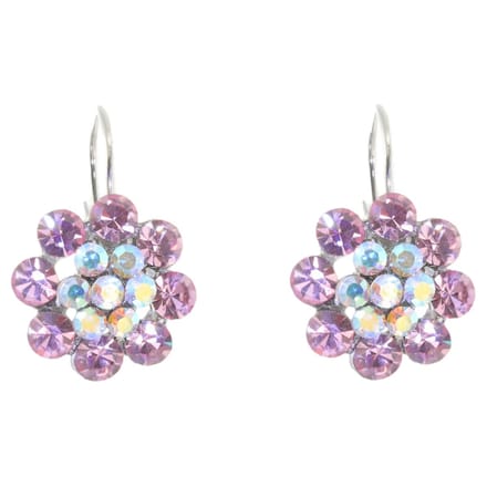 Behave – Oorbellen dames – Bloem roze kristal – Nikkelvrij – 2 cm