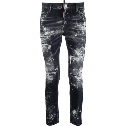 Dsquared2 Skater Jeans Met Destroyed Paint Effect, Zwarte Jeans