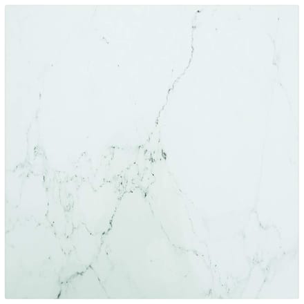 vidaXL - Tafelblad - 40x40 - cm - 6 - mm - gehard - glas - met - marmeren - design - wit