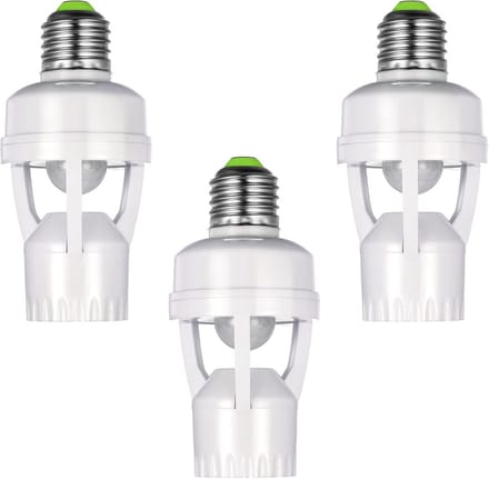 3 Stuks Bewegingssensor Lichtaansluiting Slimme Fitting Adapter E26/E27 Automatische Lichtschakelaar