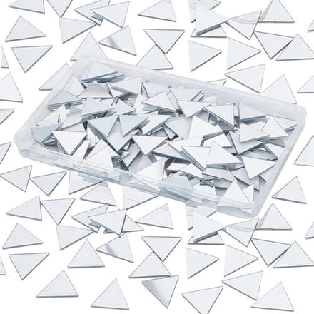 200 Pcs Triangular Mosaic Mirror, 0.9 Inch Decorative Acrylic Mirror Self Adhesive Craft Mini Mirror Tiles Small Wall Mirror for Arts Crafts Photo Props Framing