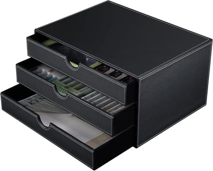 Bureau Organizer met 3 Laden van Hout en Kunstleer