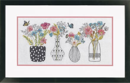 Dimensions borduurpakket bloemen vazen 70-35431 telpatroon