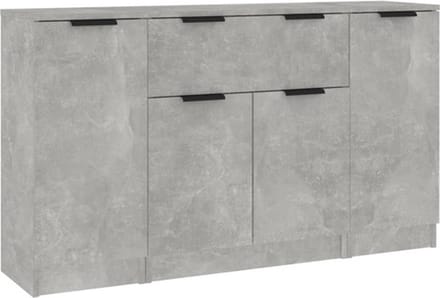 vidaXL - Dressoirs - 3 - st - bewerkt - hout - betongrijs