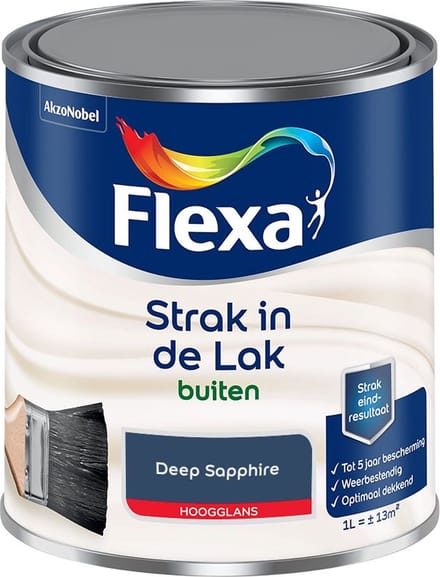Flexa - Strak In De Lak Buitenlak Hoogglans - Deep Sapphire - Mengverf - 1 L