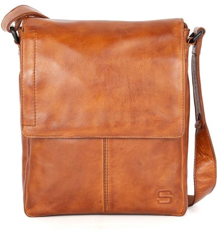 Leren Crossbodytas met klep - Stan - Brandy