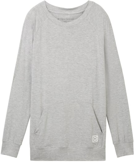Tom Tailor - Loungewear Sweater in gemêleerde look - Maat S/36 - grey-medium-melange