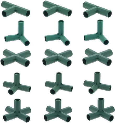 15 Stuks Kas Frame Connectoren 16mm - Voor Tuinkooi, Latwerk en Schuurconstructies