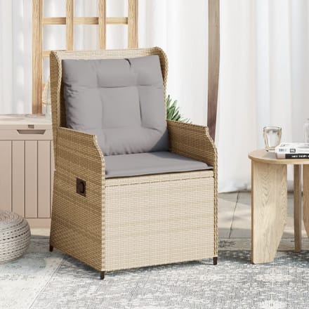 vidaXL - Tuinstoelen - 2 - st - verstelbaar - met - kussens - poly - rattan - beige