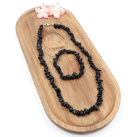 Set splitcollier & splitarmband Tourmalijn Zwart
