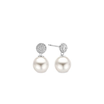 TI SENTO Dames Oorbellen - 925 zilver - Wit parel - 7721PW