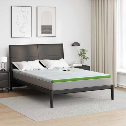 vidaXL - Matras - Topper - Wit - en - Groen - 160 - x - 200 - cm - Jacquard - Stof