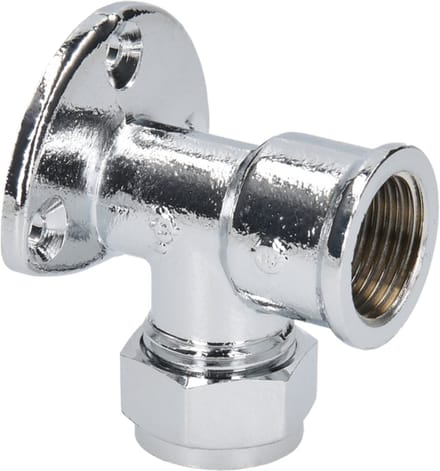 Sanivesk knelkoppeling muurplaat metaal chroom 15mmx1/2"F