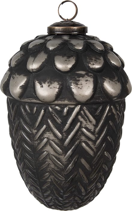 Clayre & Eef Kerstbal Overig Ø 10x15 cm Zwart Glas Kerstballen