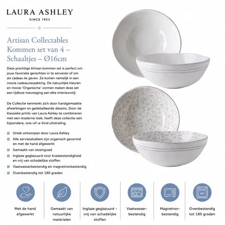 Laura Ashley Artisan Collectables Kommen set van 4 - Schaaltjes - Ø16cm