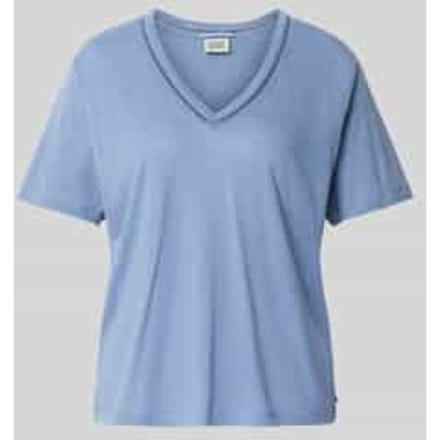 relaxed fit T-shirt van linnenmix met V-hals