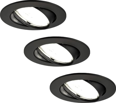 Ledvion - 3X LED Inbouwspot Amsterdam - Zwart - Dimbaar - 3W - 6500K - Ø82 mm