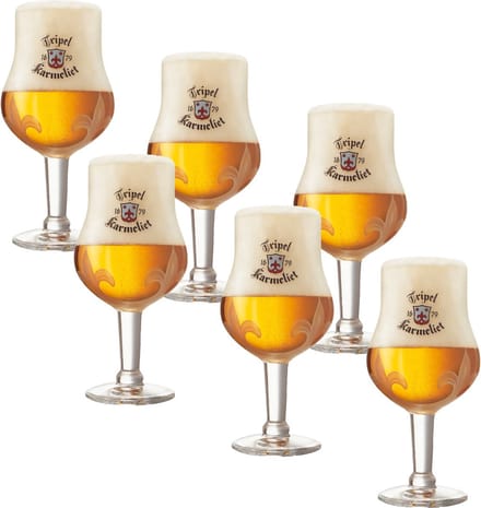 Tripel Karmeliet Bierglazen op Voet 33cl set van 6 stuks - Bier Glas 0,33 l - 330 ml