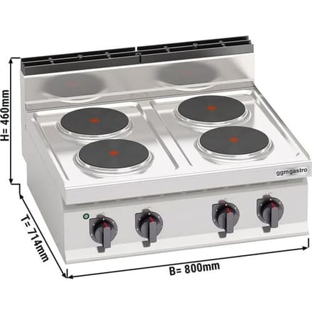 GGM Gastro Elektroherd - 10,4 kW - 4 Platten Rund Zilver