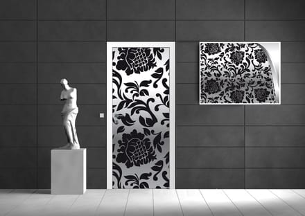 Black Silver Flower Pattern Photo Wallcovering