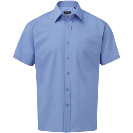 Premier Herenshirt met korte mouwen Popeline (Middenblauw)