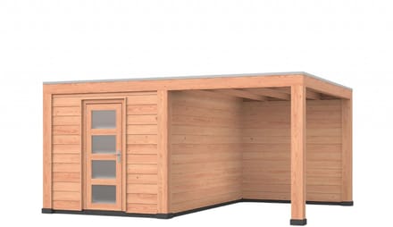 Douglas overkapping, 500 x 400, met achterwand en schuur, Westwood Robuust