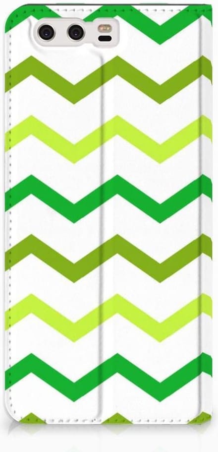 Huawei P10 Plus Hoesje met Magneet Zigzag Groen