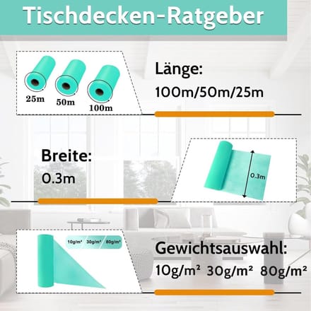 Tafelband - 30 g/m² - Turkoois - 30 cm x 25 meter