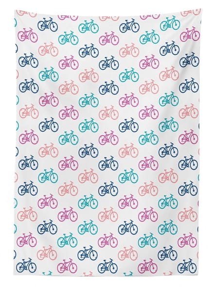 ABAKUHAUS Fiets Tafelkleed – 140x240 cm – Wit/Multicolor