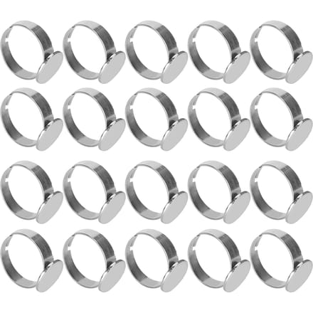 20 stuks Platte Ringbasis Verstelbaar Roestvrij Staal Halfafgewerkt DIY Sieradenaccessoires 12mm gray