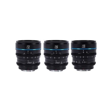 Sirui Night Walker 24+35+55mm T1.2 S35 Cine Lens Set met Koffer  E-mount zwart
