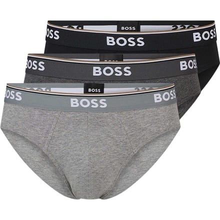 Boss Premium katoenen herenslips (set van 3) (Grijs/Donkergrijs/Zwart)