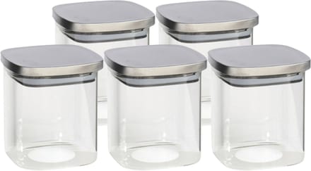Gerim - Voedsel/etenswaren 5x voorraadpotten 800 ml glas en RVS deksel