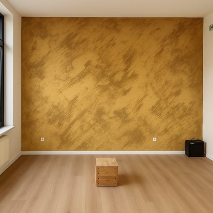 Zand Effect Verf - Goud - 1L - Decoratieve Muurverf + gratis professionele kwast