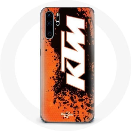 Hoesje voor Huawei P30 KTM Logo wit oranje achtergrond