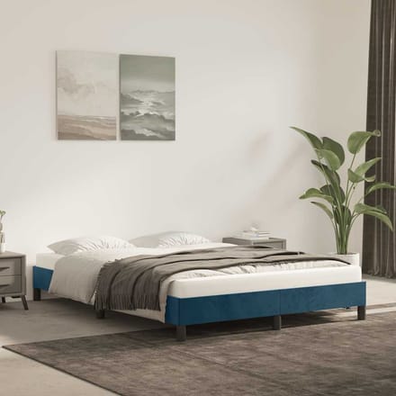 vidaXL - Bedframe - zonder - matras - 140x200 - cm - fluweel - donkerblauw