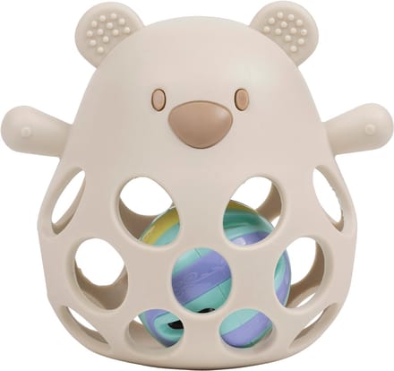 Nattou SILICONE Rammelaar met bal - Beer - 13,5 cm - Klei