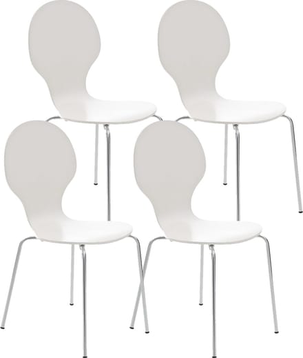 CLP Diego Set van 4 stapelstoelen Hout/wit