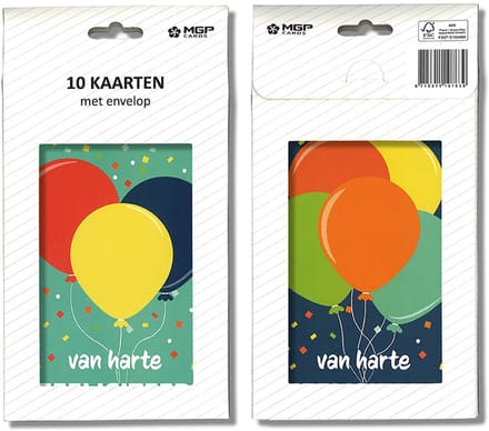 MGPcards - 20x dubbele wenskaart met witte envelop - Gefeliciteerd - 11.5 x 17 cm