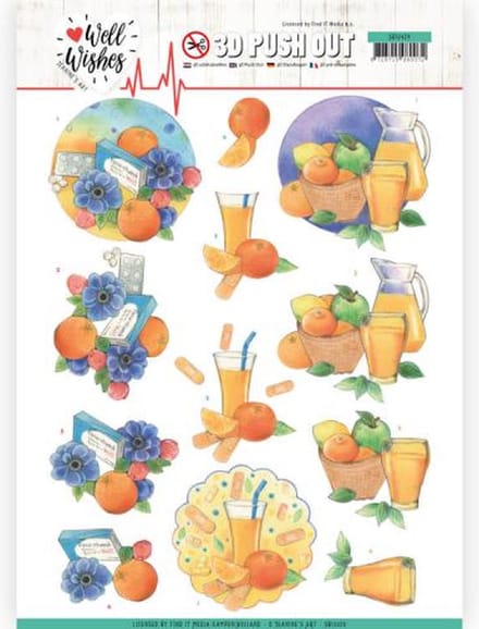 Pills and Vitamins Well Wishes 3D Push-Out Sheet by Jeanine's Art