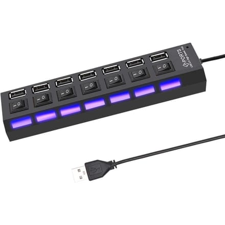 USB 2.0 Hub Multi USB Splitter Poorten Hub Gebruik Stroomadapter 4/ 7 Poort Meerdere Expander Hub met Schakelaar 30CM Kabel Voor Thuis