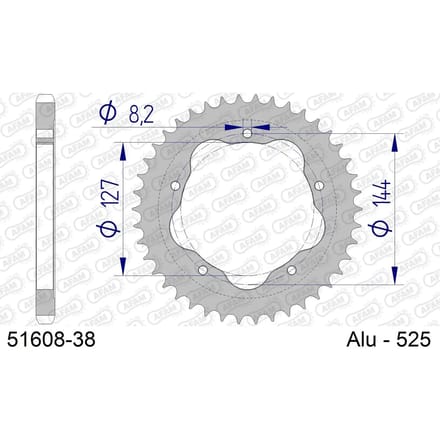 Aluminium tandwiel achter Afam 525 38 dents