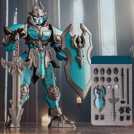 Chevalier Tridimensionnel Assemblé Modèle Méca Jouet d'Assemblage Multi-Articulable Décoration Figurines d'Action Anime Jeux Jouet Enfants bleu