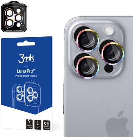 3mk Lens Protection Pro Camera Cover with Iridescent Frame for iPhone 16 Pro /16 Pro Max