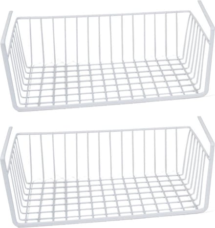Gerimport Kastmandje - 2x - wit - metaal - 30 x 25 x 14 cm - opberg hangmand