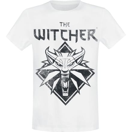 The Witcher - Gaming T-shirt - Wolf Logo - S tot XXL - voor Mannen - wit